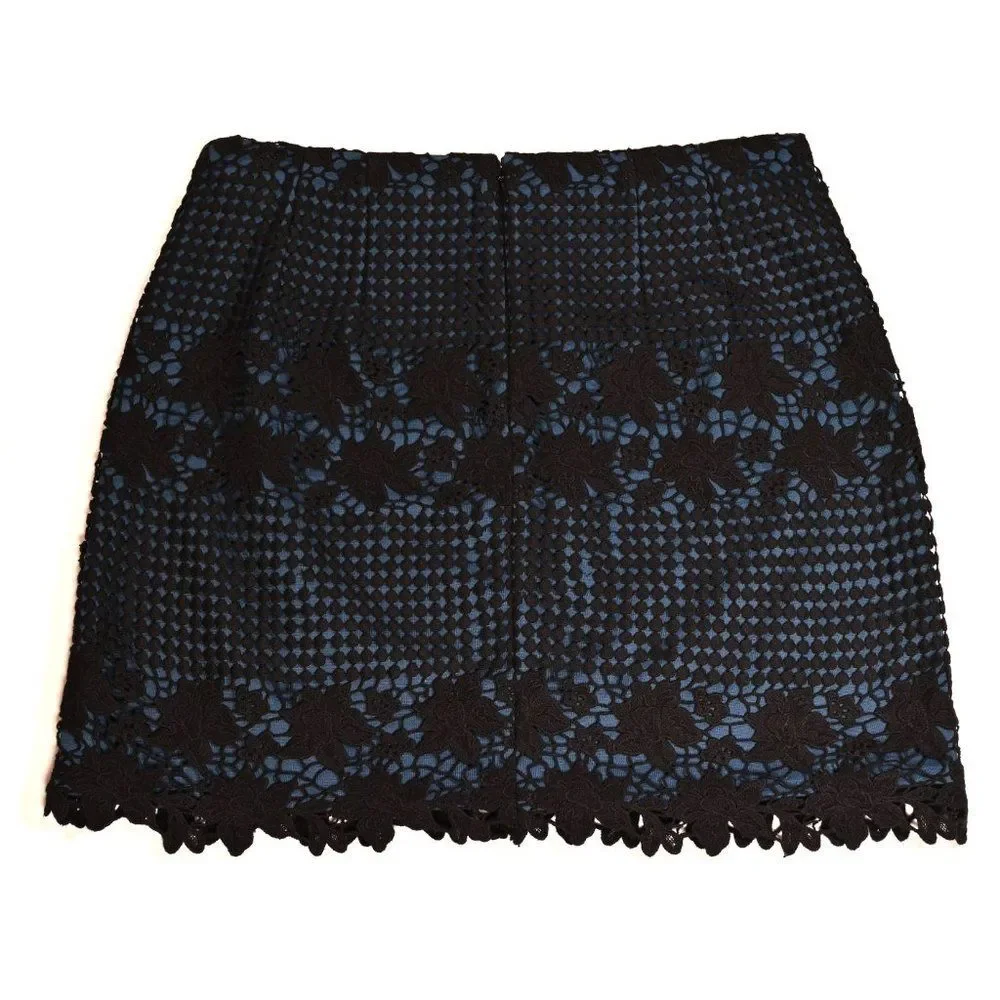 LOFT Black Lace Overlay Shift Skirt Size 10 P